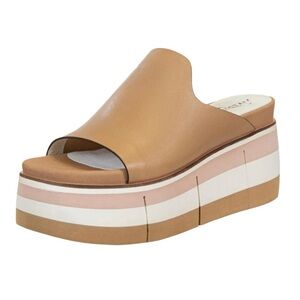 Naked Feet Tan and White Platform Sandals